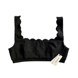 Marysia Palm Springs Bikini Top L – Black Scalloped Luxury Resort Swimwear